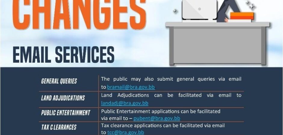 Taxpayers may continue to submit cheques using the drop boxes at Bridge Street Mall, Weymouth Corporate Centre, Holetown Public Centre, Warrens Tower II and Southern Plaza, Oistins. Payments using this method must be placed in a sealed envelope and must be accompanied by the electronic payment advice and any other supporting documents. Larger documents which cannot fit into the drop boxes should be delivered to the Weymouth Corporate Centre.