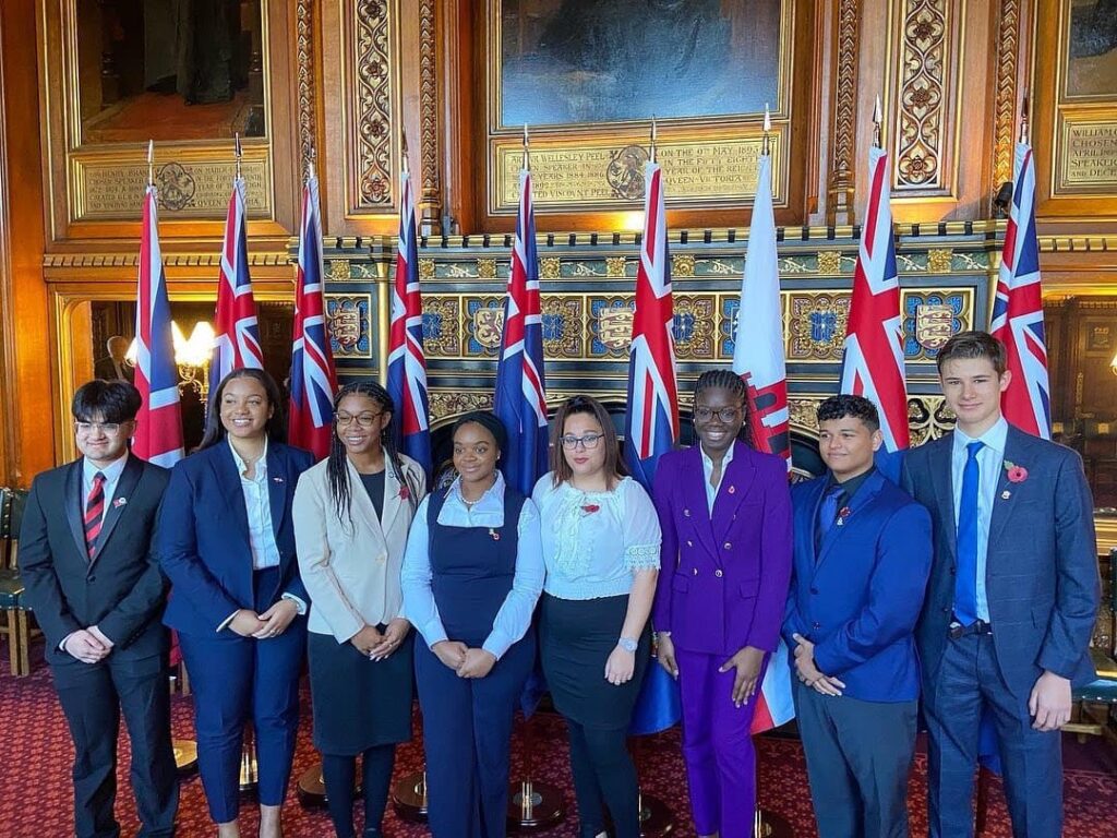 (left to right) - Youth Parliamentarians from the British Overseas Territories. Yahya Ugaili (Falkland Islands). McKenzie Kohl-Tuckett (Bermuda), Rhonica Connor (Anguilla), Charity Rymer (British Virgin Islands), Kelly Yon (Saint Helena), Jaena Golden (Montserrat), Chad Anthony Powell Jr. (Cayman Islands), and Oliver P. Whitmore (Gibraltar). (Nia Golden Photo)