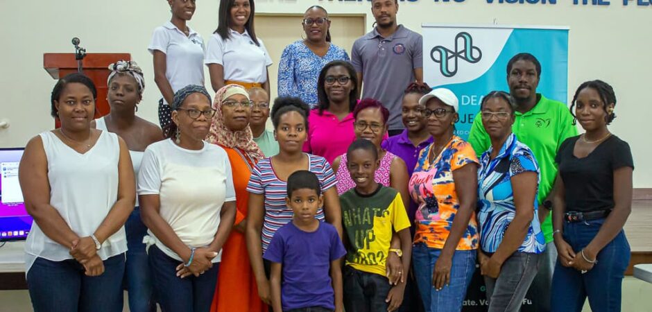 Some of the participants captured with Directors of The Deaf Heart Project, and facilitators from the Department of Emergency Management, Barbados Meteorological Services and The Duke of Edinburgh International Award at the workshop held at Solidarity House