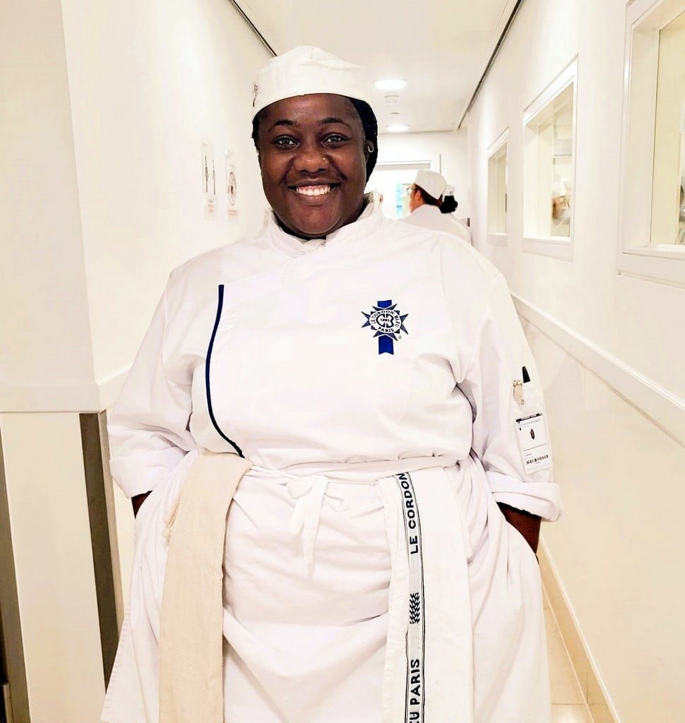 The culinary student said she is enjoying the classes such as knife skills training, preparing different types of sauces, and recreating delectable plant-based meals.