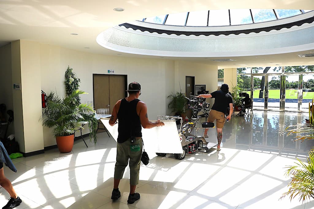 OCTET Production films movie scenes at the Malcolm Guishard Recreation Park, Nevis